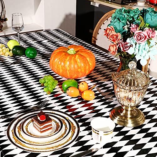 Irenare Black and White Checkered Tablecloths 3 Piece Set