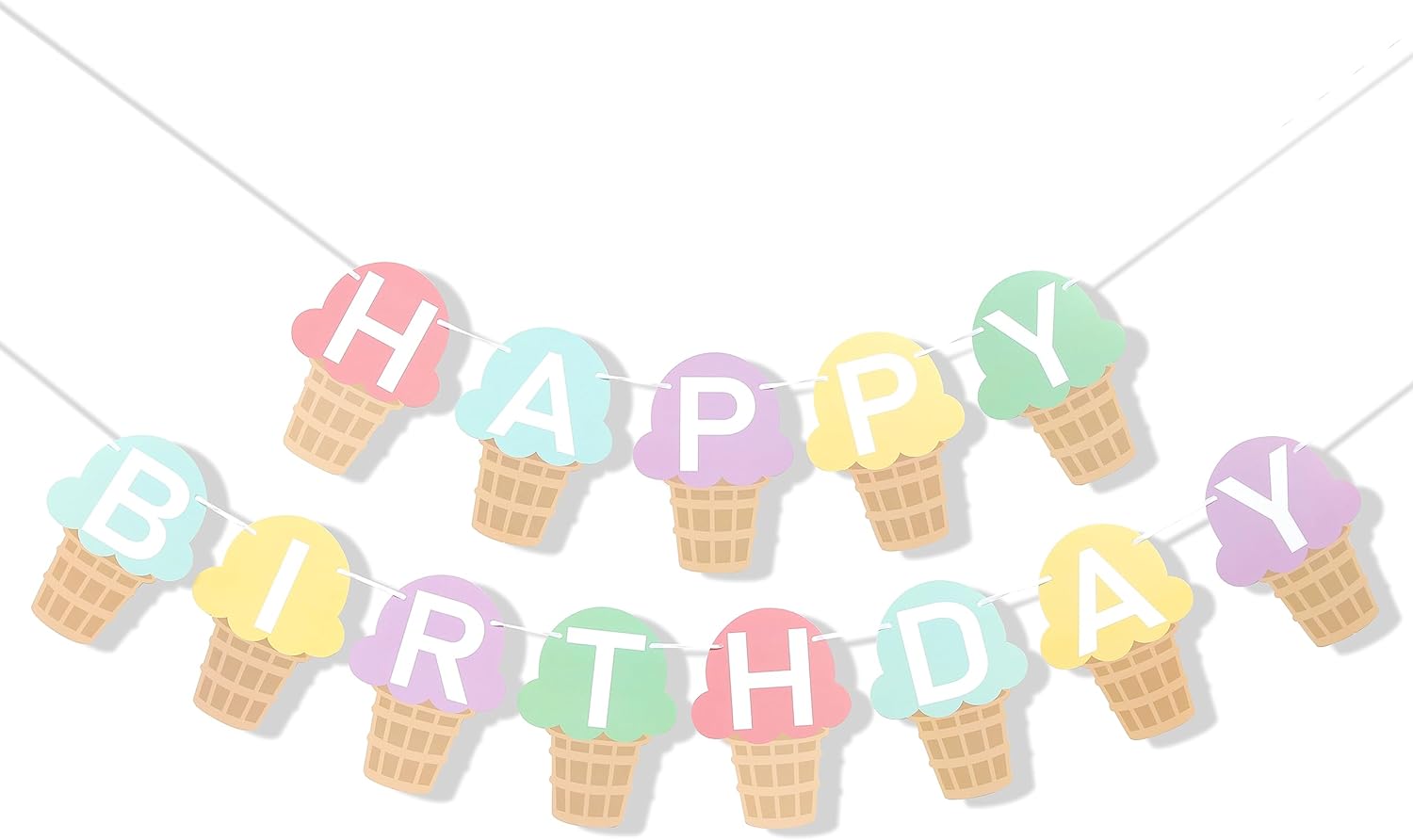 Ice Cream Birthday Banner for Kids Party Decoration