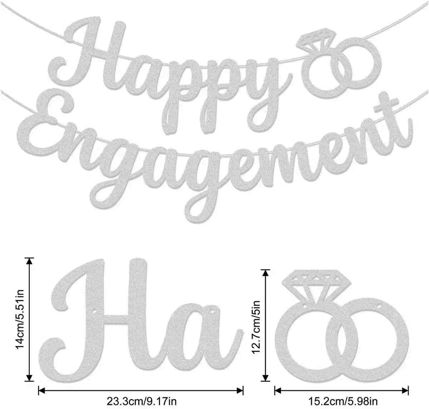 Happy Engagement Banner Silver Party Decorations for Engaged Parties