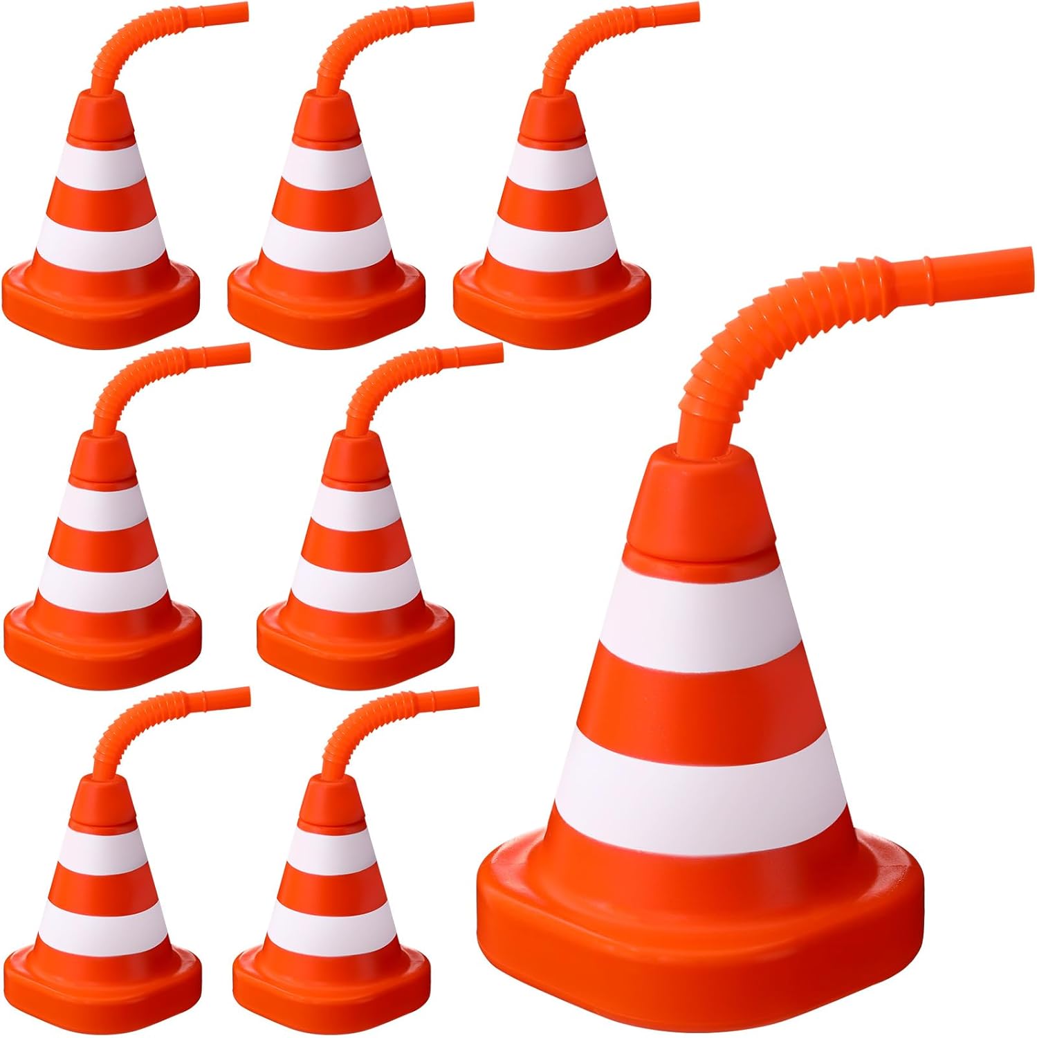 Sawysine 8 Pack Construction Cone Cups with Straws