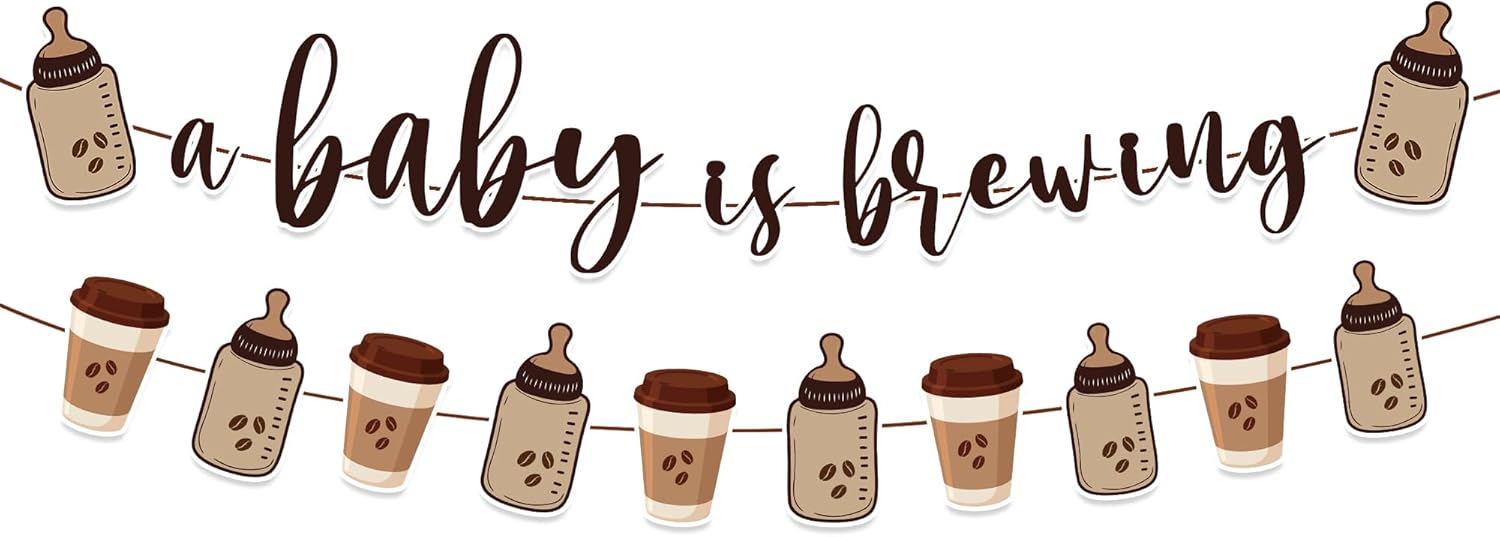 Coffee Theme Baby Shower Banner and Pennant Garland
