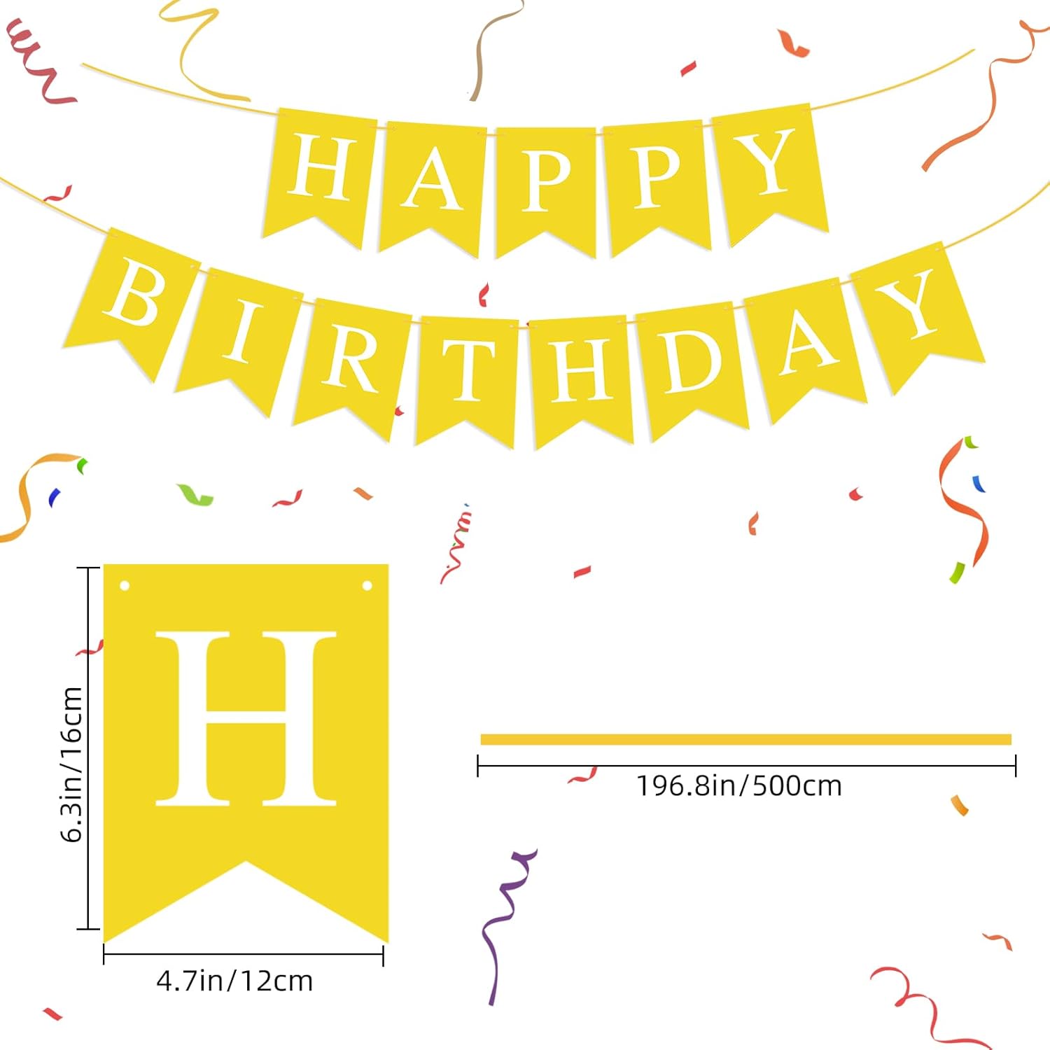 Yellow Happy Birthday Banner Sign for Party Decor