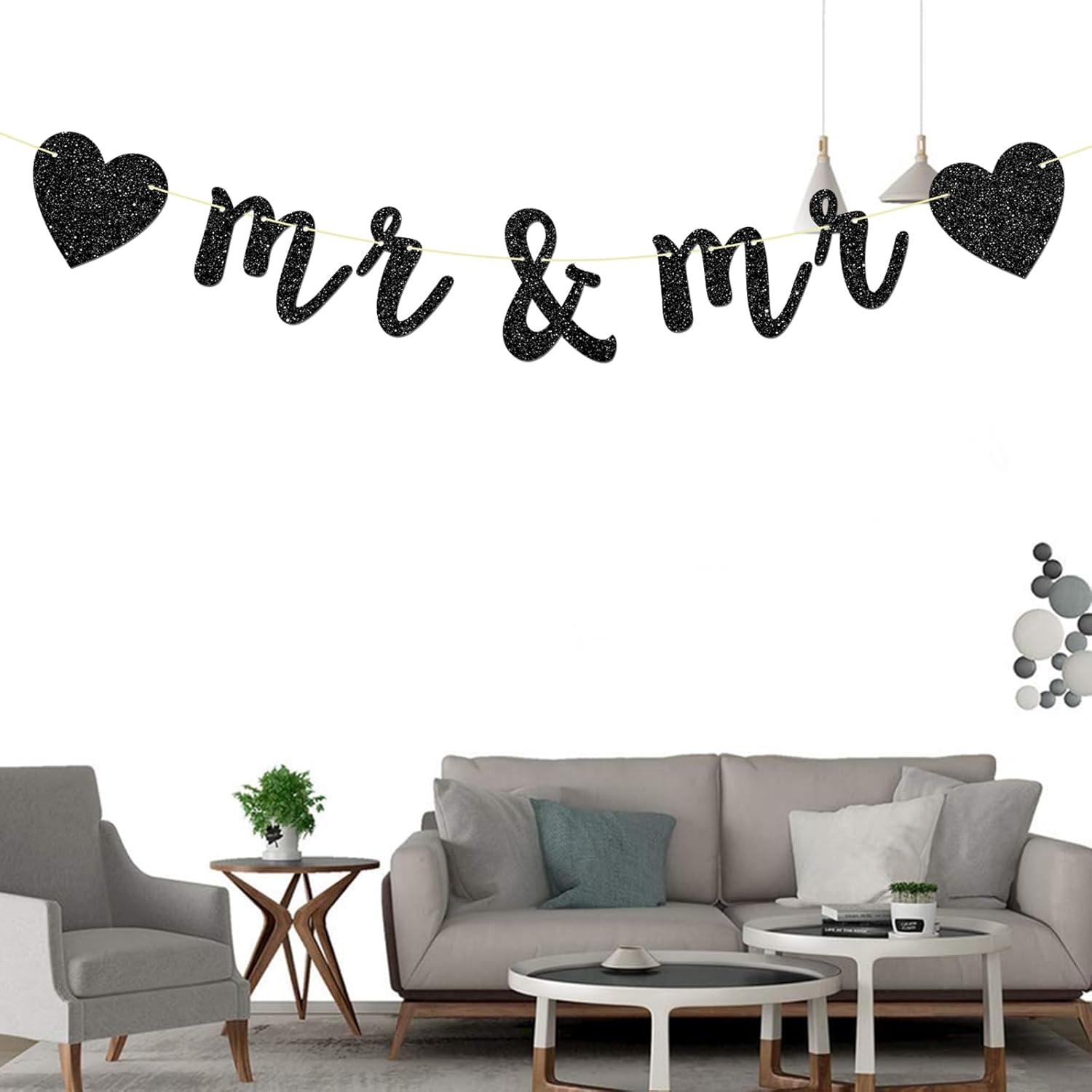 Maicaiffe Black Glitter Gay Couple Banners