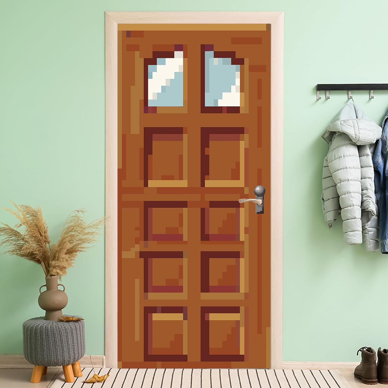Pixel Door Decor with Lanyards and Rope