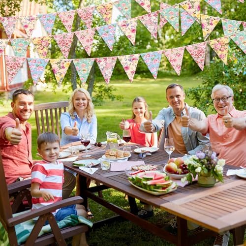 Faccito 5 Pcs Floral Tea Party Bunting Decor