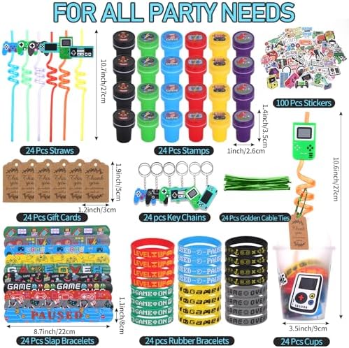 LiYiQ 292 Pcs Video Game Party Favors Set