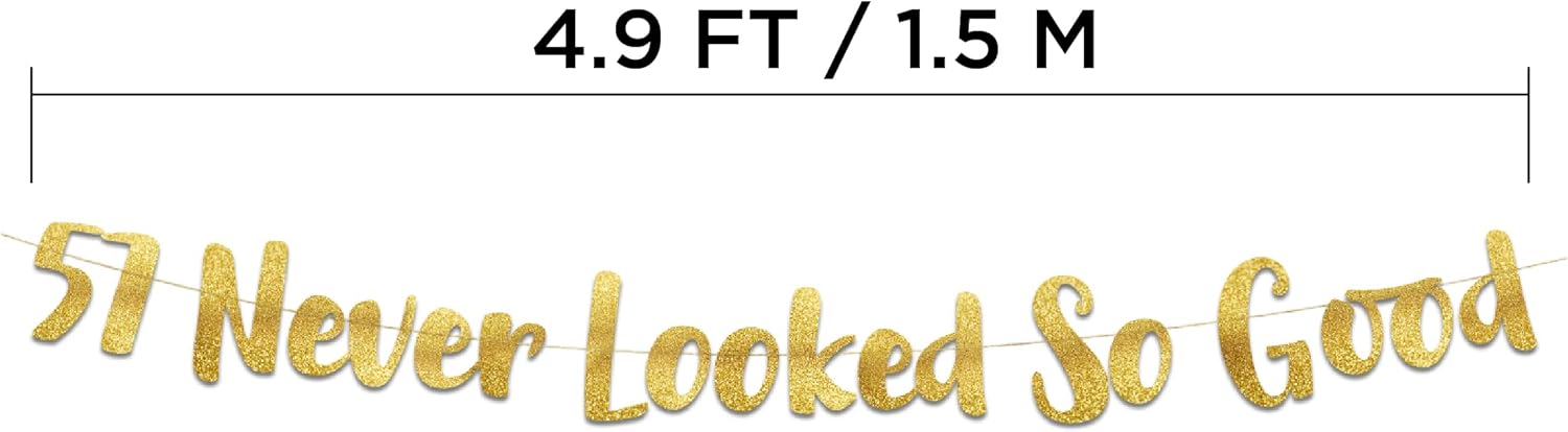 57th Anniversary Gold Glitter Banner