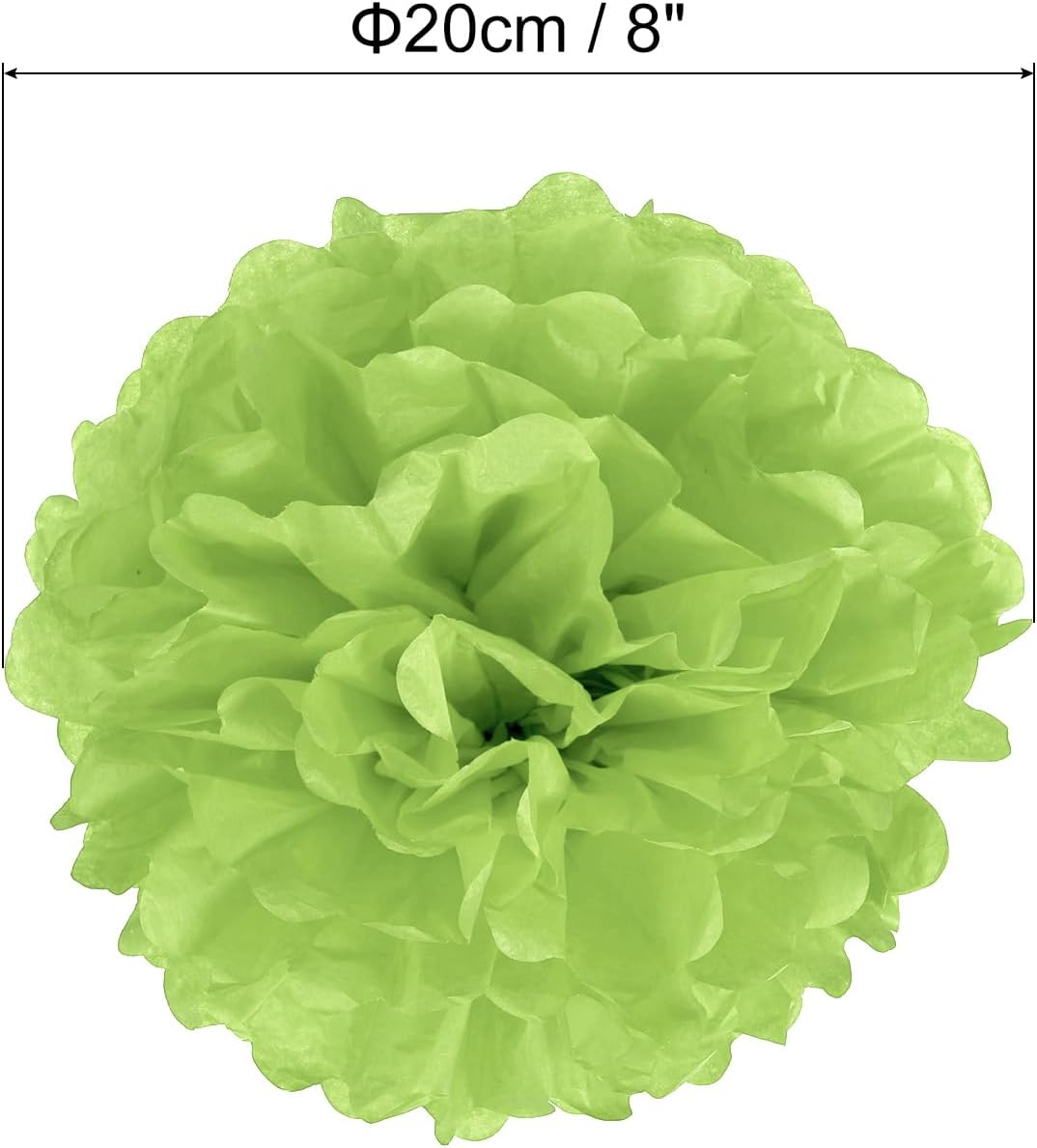 PATIKIL 8 Inch Lime Green Tissue Pom Poms Flowers 10 Pack