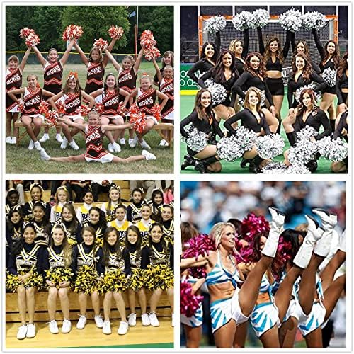 2 Pack 6 Inches Metallic Cheer Pom Poms with Baton Handle
