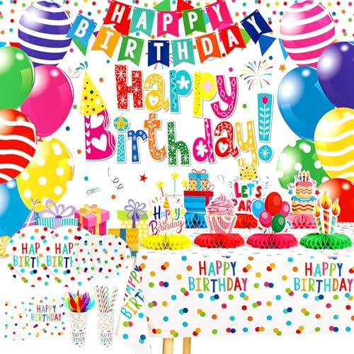 Happy Birthday Decorations 170pcs Party Supplies Kit