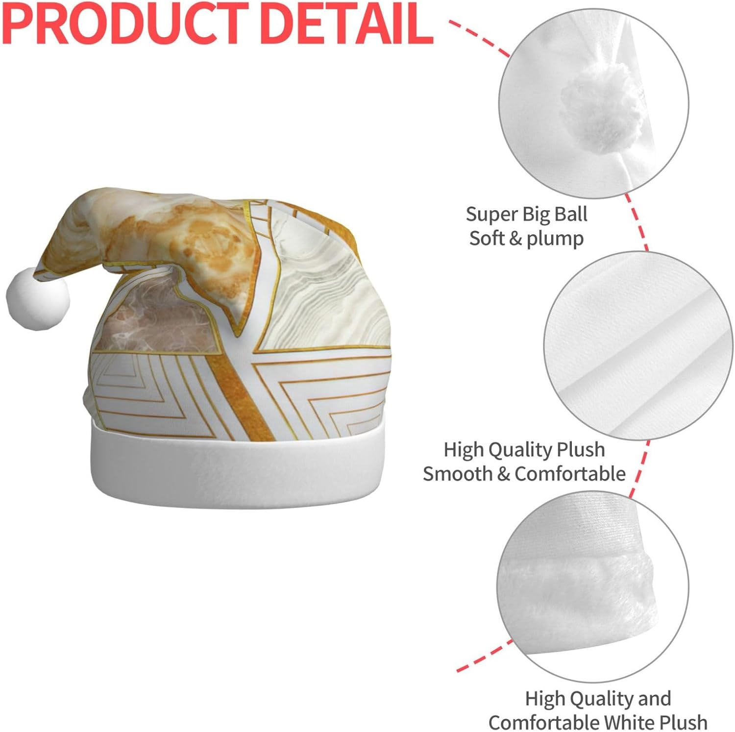 QINZHENG Abstract Geometric Santa Hat for Women
