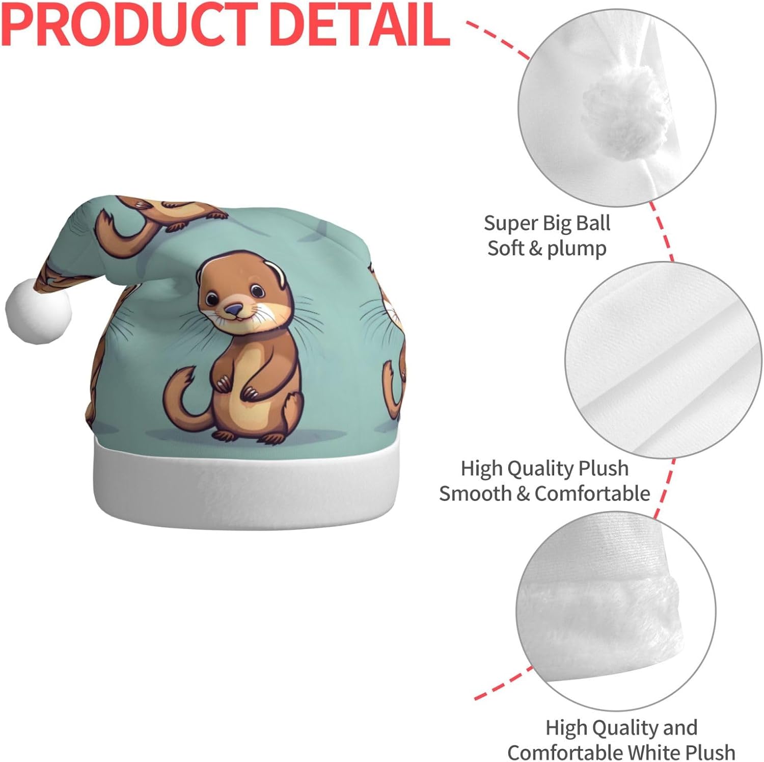 QINZHENG Cartoon Otters Santa Hat for Women