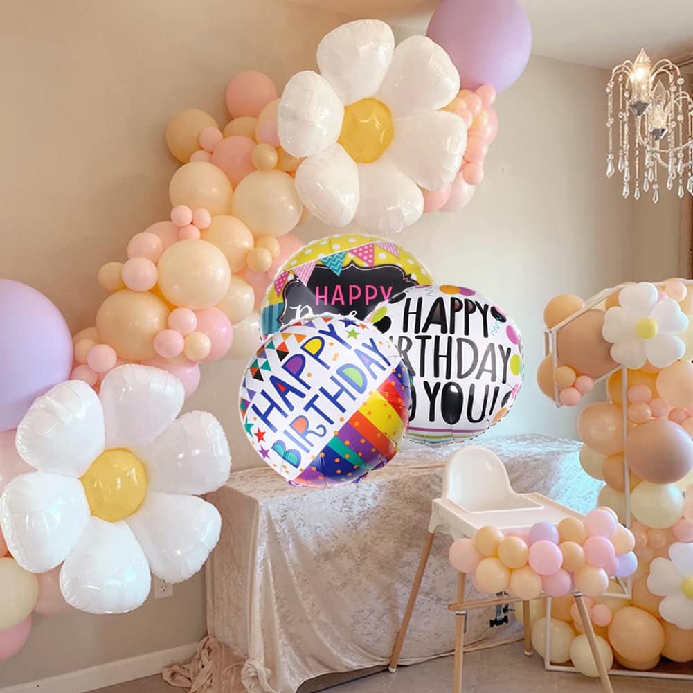 50 Piece Happy Birthday Foil Balloons Set with 12 Designs