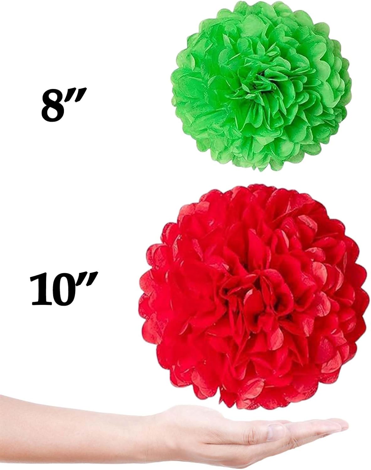Blue Green Red Tissue Paper Pom Poms Flower Set 27PCS