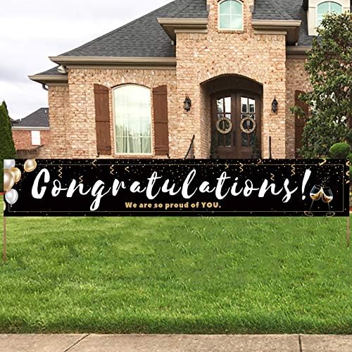 Large Black Congratulations Decoration Banner for Parties