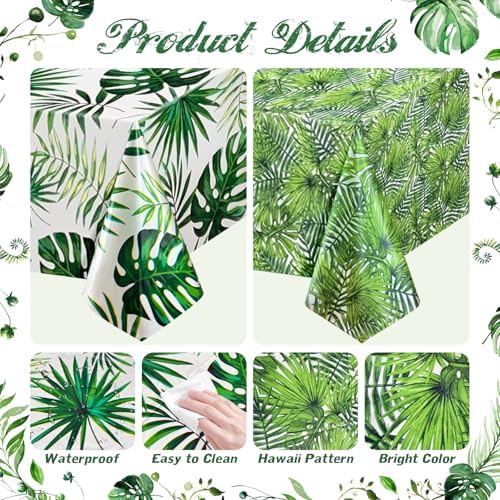 2 Pieces 54x108 Inch Hawaii Palm Leaves Tablecloth Decorations
