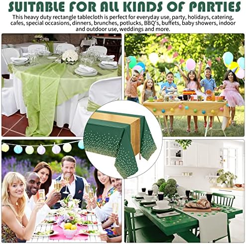 Tudomro Glitter Tablecloth and Sequin Table Runner Set Green Gold