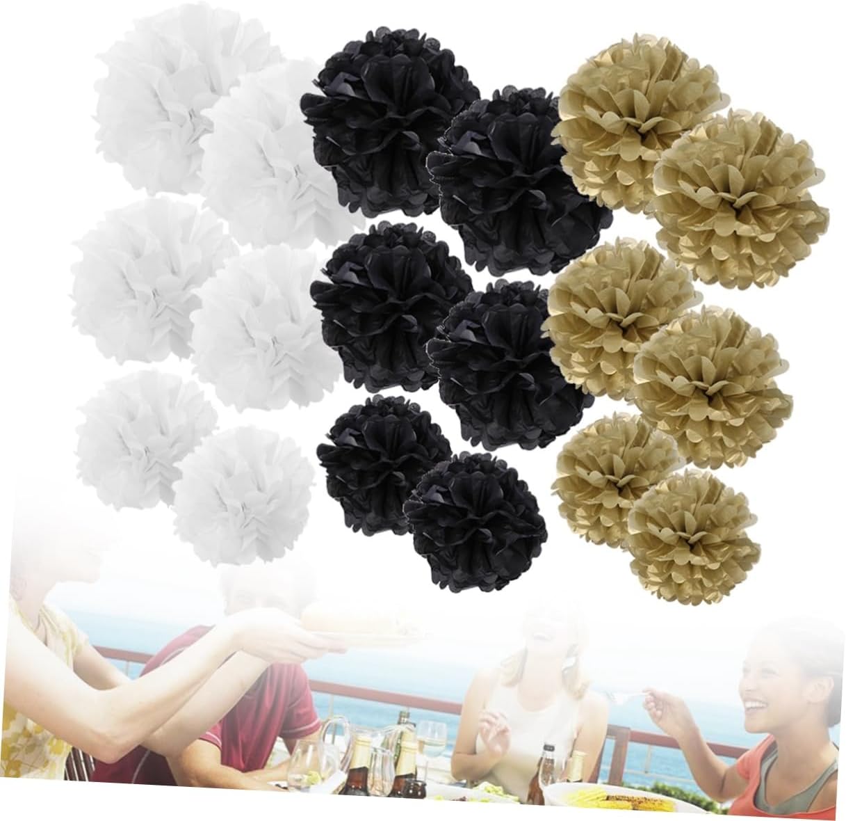 TOKIDNY 18pcs White Tissue Pom Poms for Party Decorations