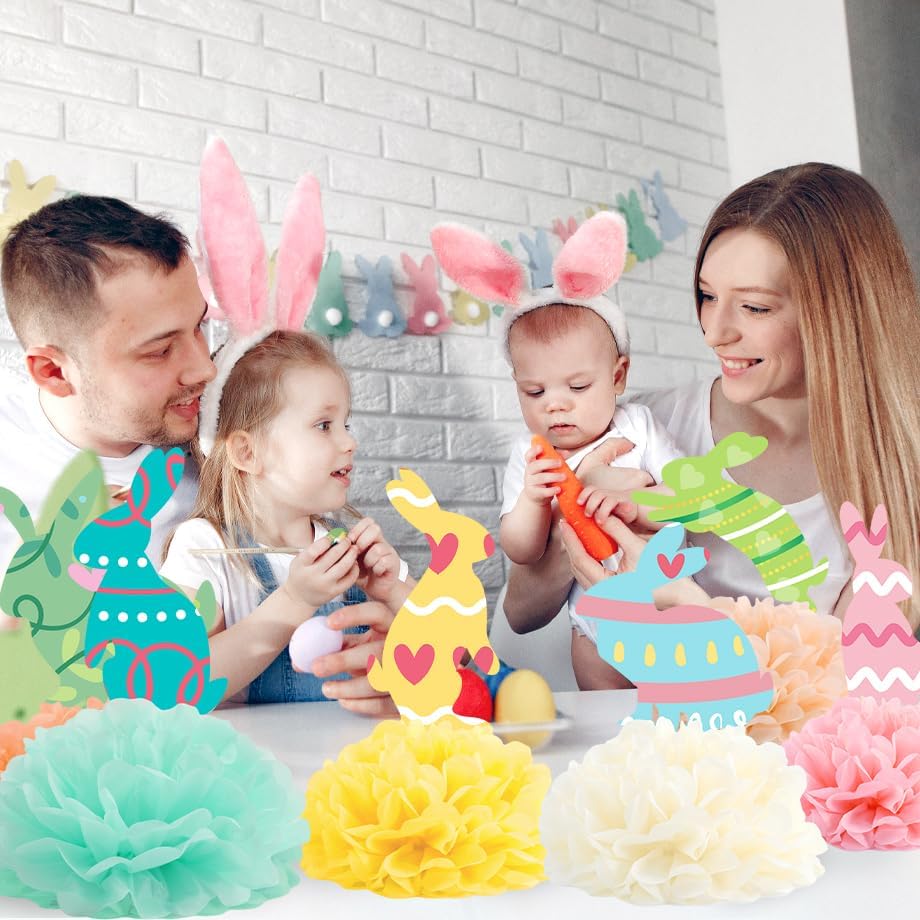 Fonder Mols 12pcs Bunny Tissue Paper Pom Poms Flowers Kit