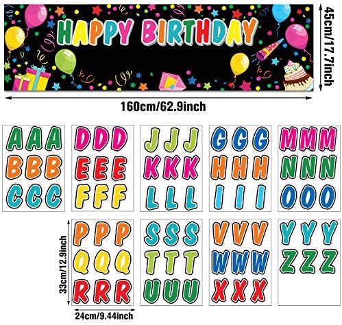 Tatuo Custom Birthday Banner with Name and Alphabet Stickers Black