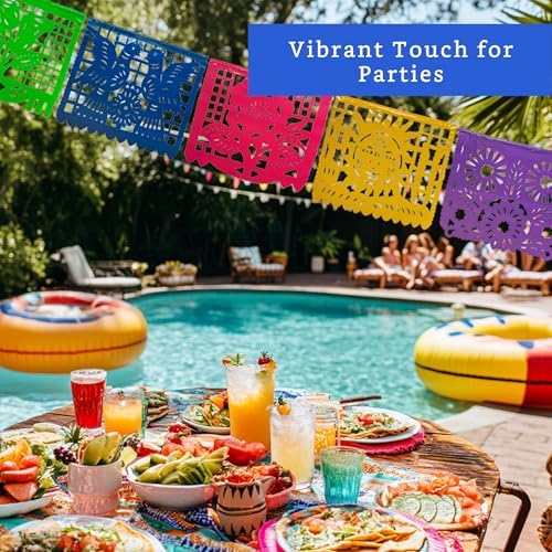 Mexican Party Banners 5 Pack with 10 Plastic Flags
