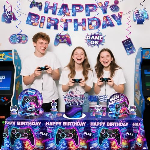 Yingoto 186Pcs Video Game Party Decorations Set