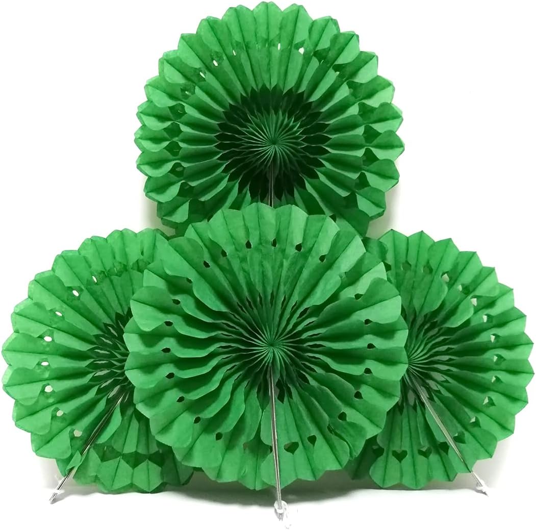 WKDGO Wall Hanging Paper Fans Honeycomb Balls 15Pcs Green Set