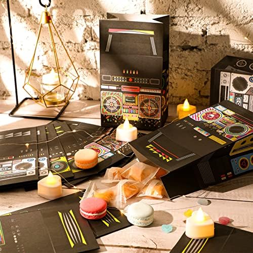 Nezyo 24 Piece 80s 90s Party Favor Bags with Retro Boombox Designs