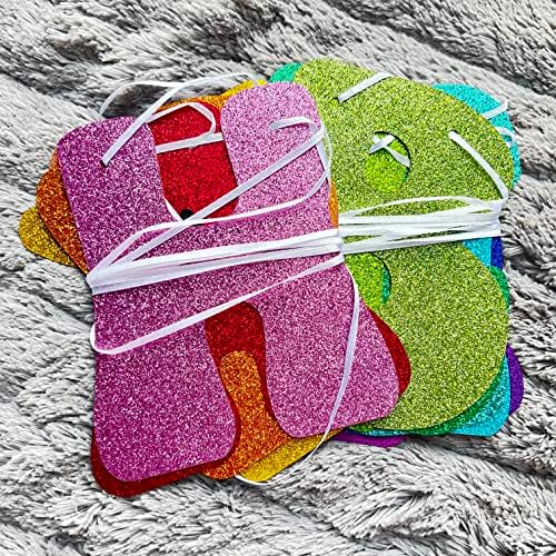 Pre-Strung Rainbow Happy Birthday Banner - Glitter Garland Decor