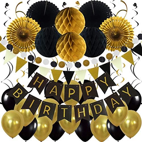 ZERODECO Birthday Party Decoration Black Imitation-Gold