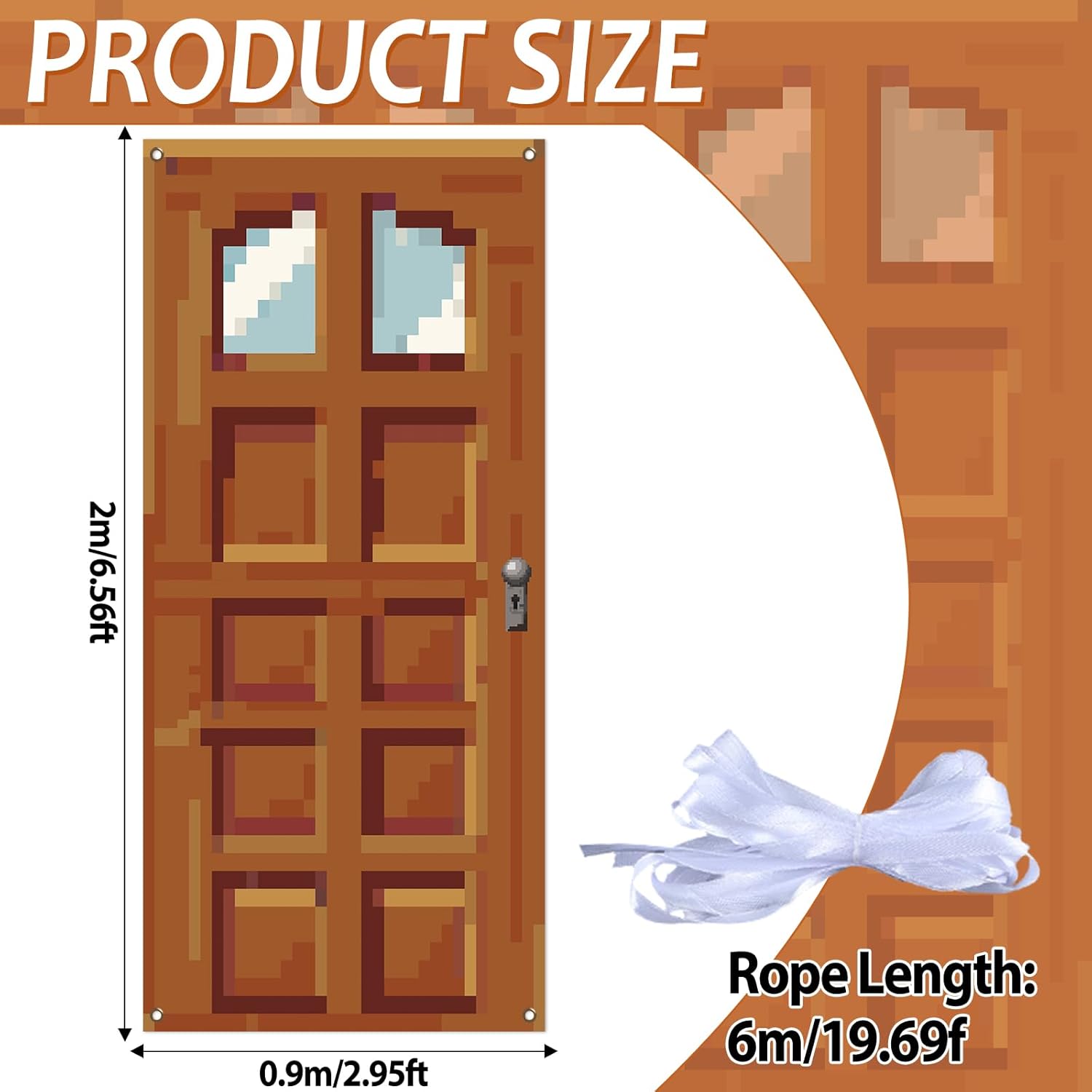 Pixel Door Decor with Lanyards and Rope