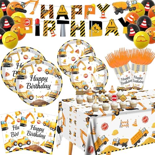 Construction Birthday Party Supplies for 24 Guests