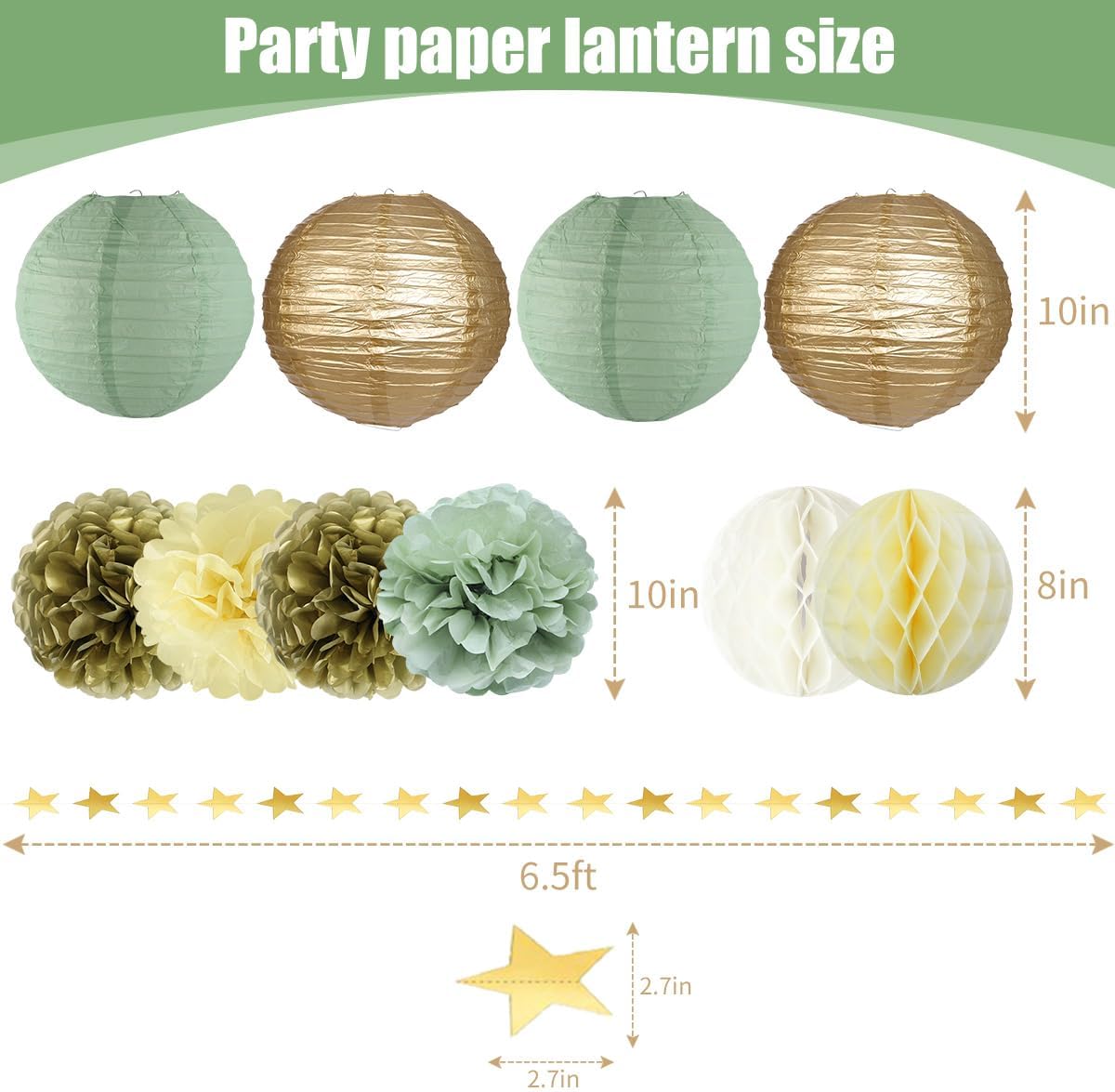 YUNXUAN Sage Green Party Decor Kit