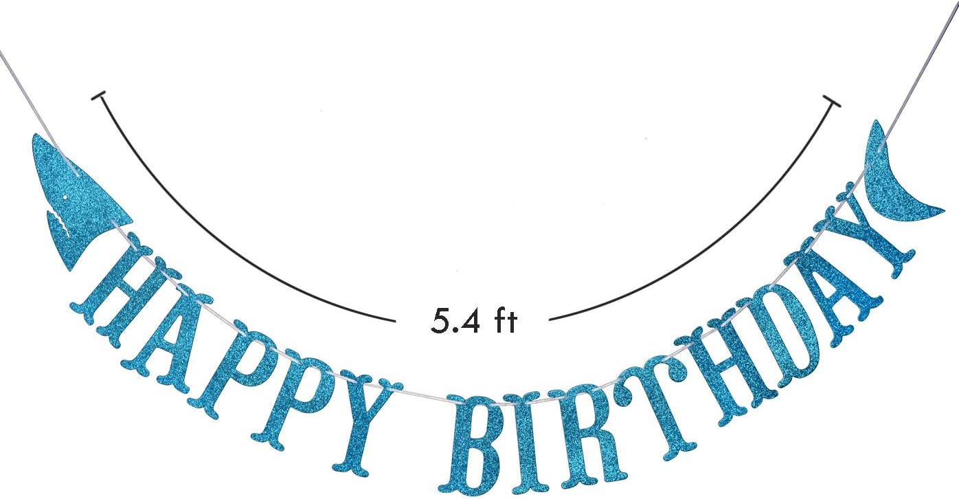 Shark Happy Birthday Banner and Garlands Blue