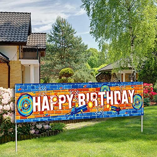 Dart Battle Birthday Banner with Hanging Rope