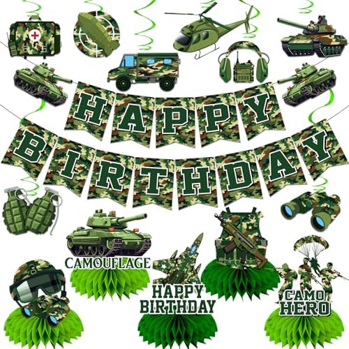 Camo Birthday Decorations for Boys Army Party Supplies