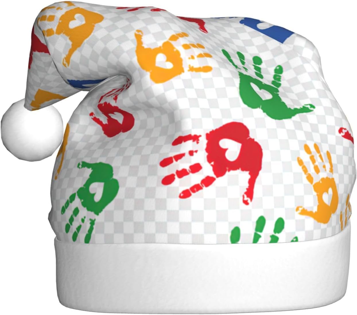 QINZHENG Colorful Hand Shapes Santa Hat