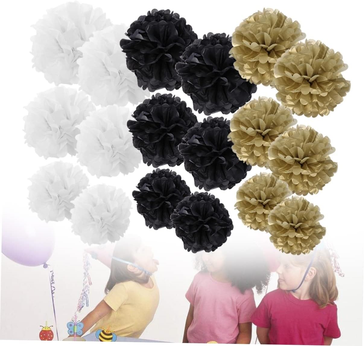TOKIDNY 18pcs White Tissue Pom Poms for Party Decorations