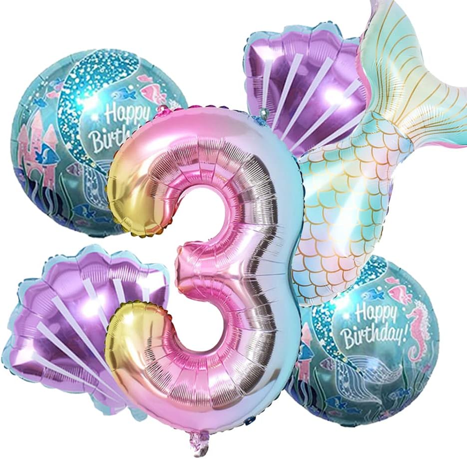 Mermaid Birthday Decor Kit - Foil Balloons with Tail Designs