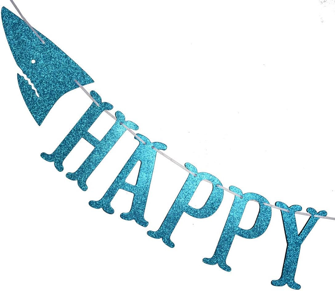 Shark Happy Birthday Banner and Garlands Blue