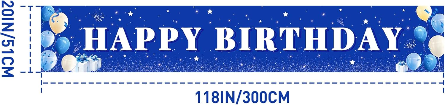 Blue Happy Birthday Banner for Boys and Girls