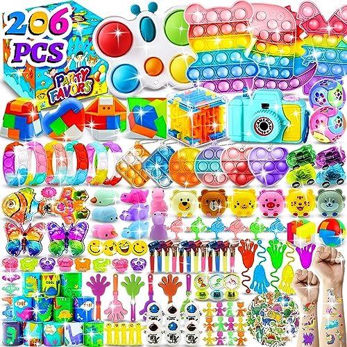 HOLILURE 206 PCS Kids Party Favors Fidget Toy Pack