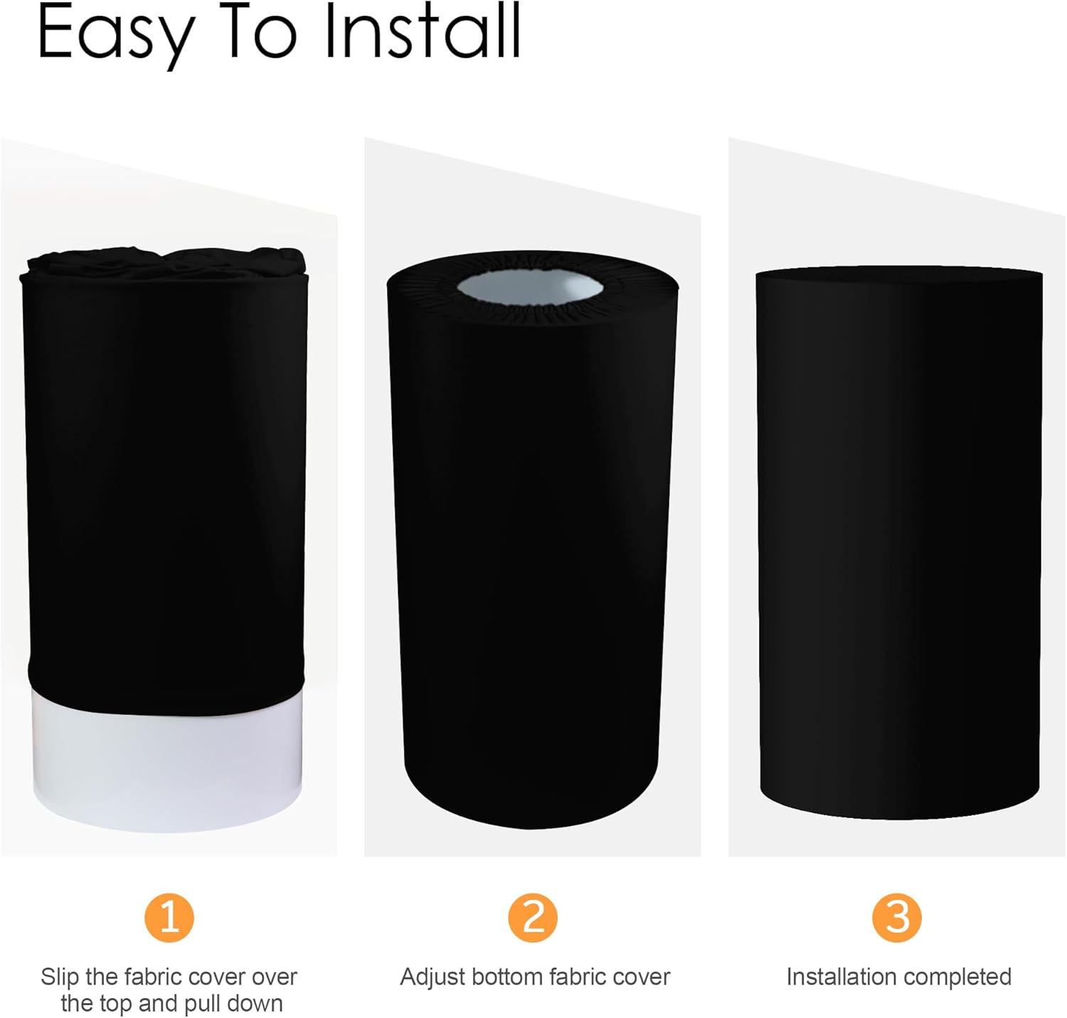Putros Cylinder Pedestal Covers Black 3Pcs Spandex