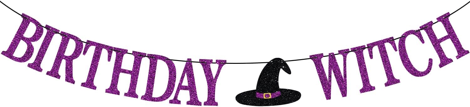 Birthday Witch Banner for Halloween Party