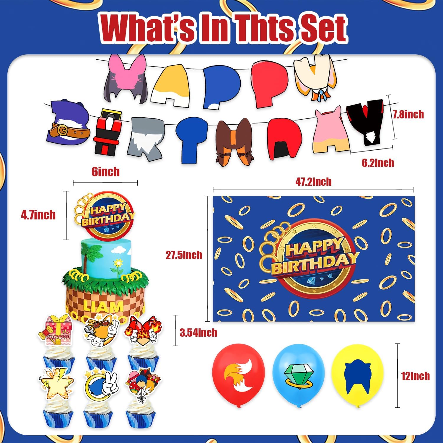 42Pcs Sonics Themed Party Supplies Pack
