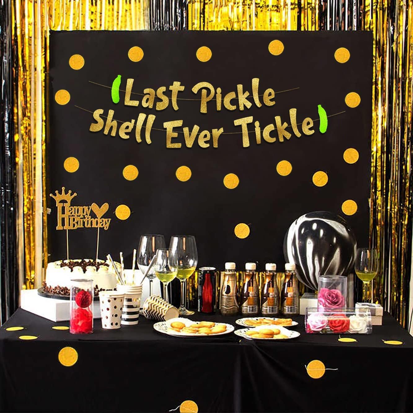 Glitzy Gold Bachelorette Banner with Pickle Text