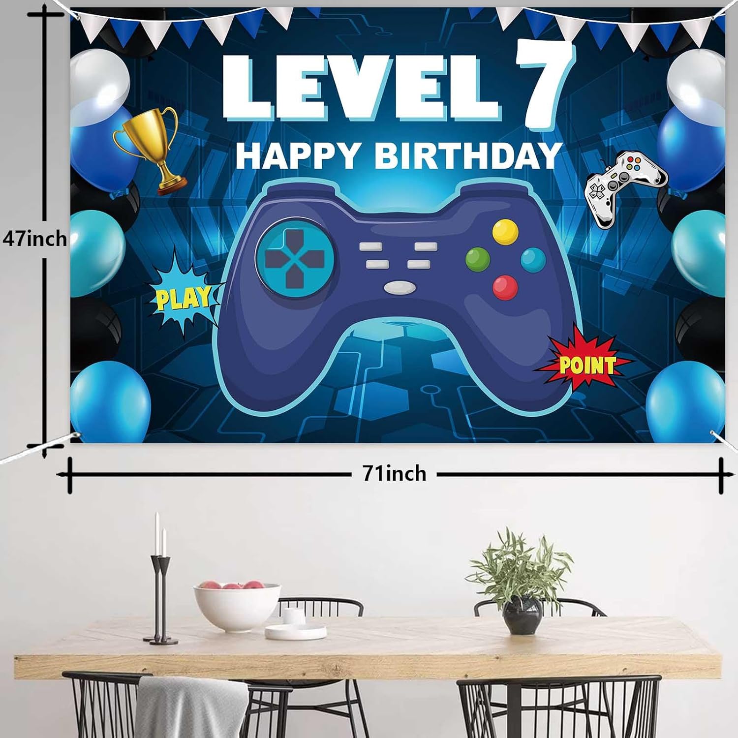 Level 7 Birthday Party Banner Decorations for Kids