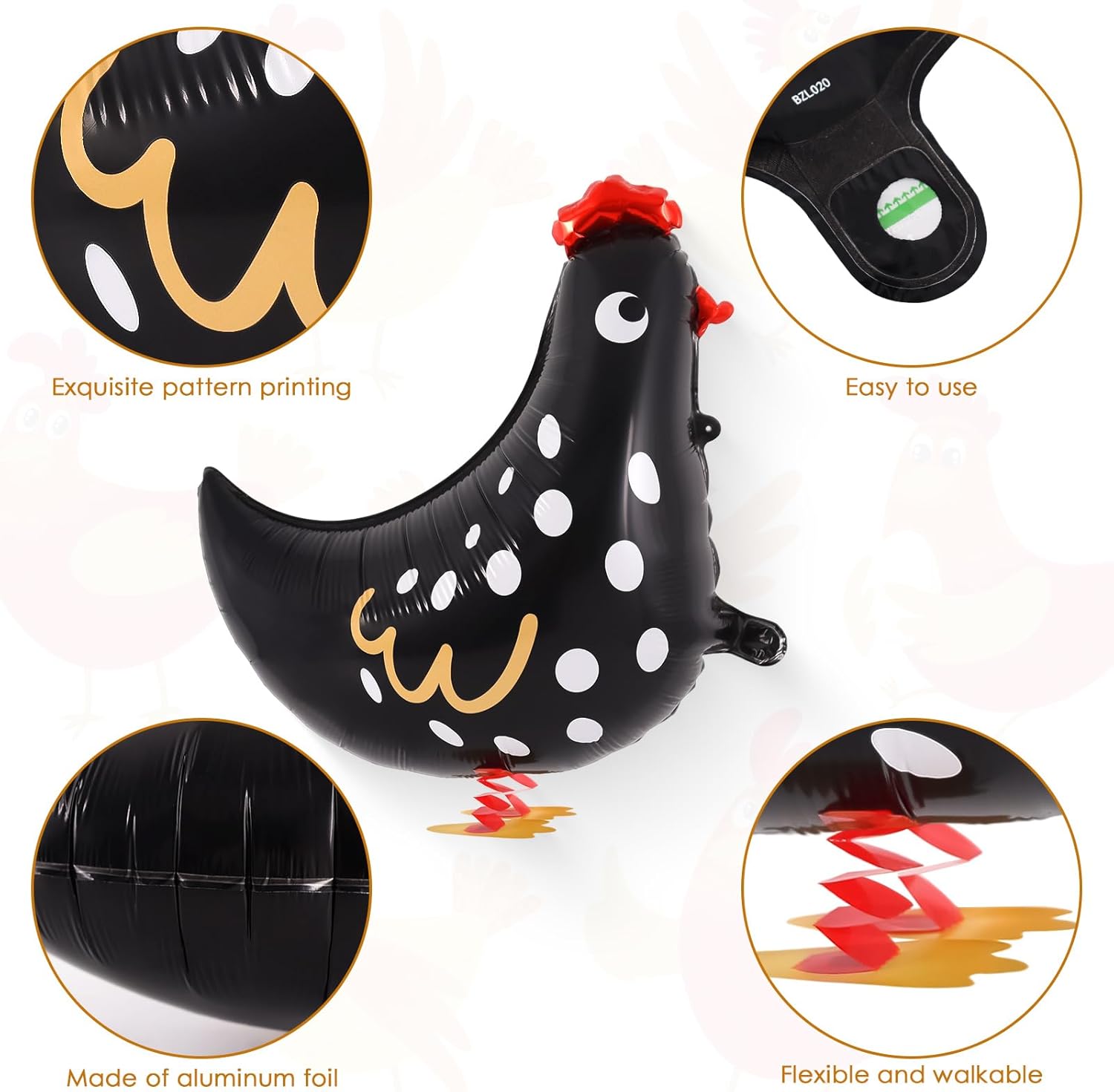 6 PCS Walking Chicken Balloons Farm Animal Party Decorations