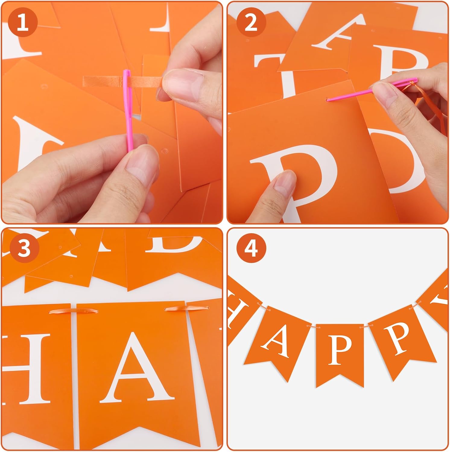 Orange Happy Birthday Bunting Banner Garland for Kids and Adults
