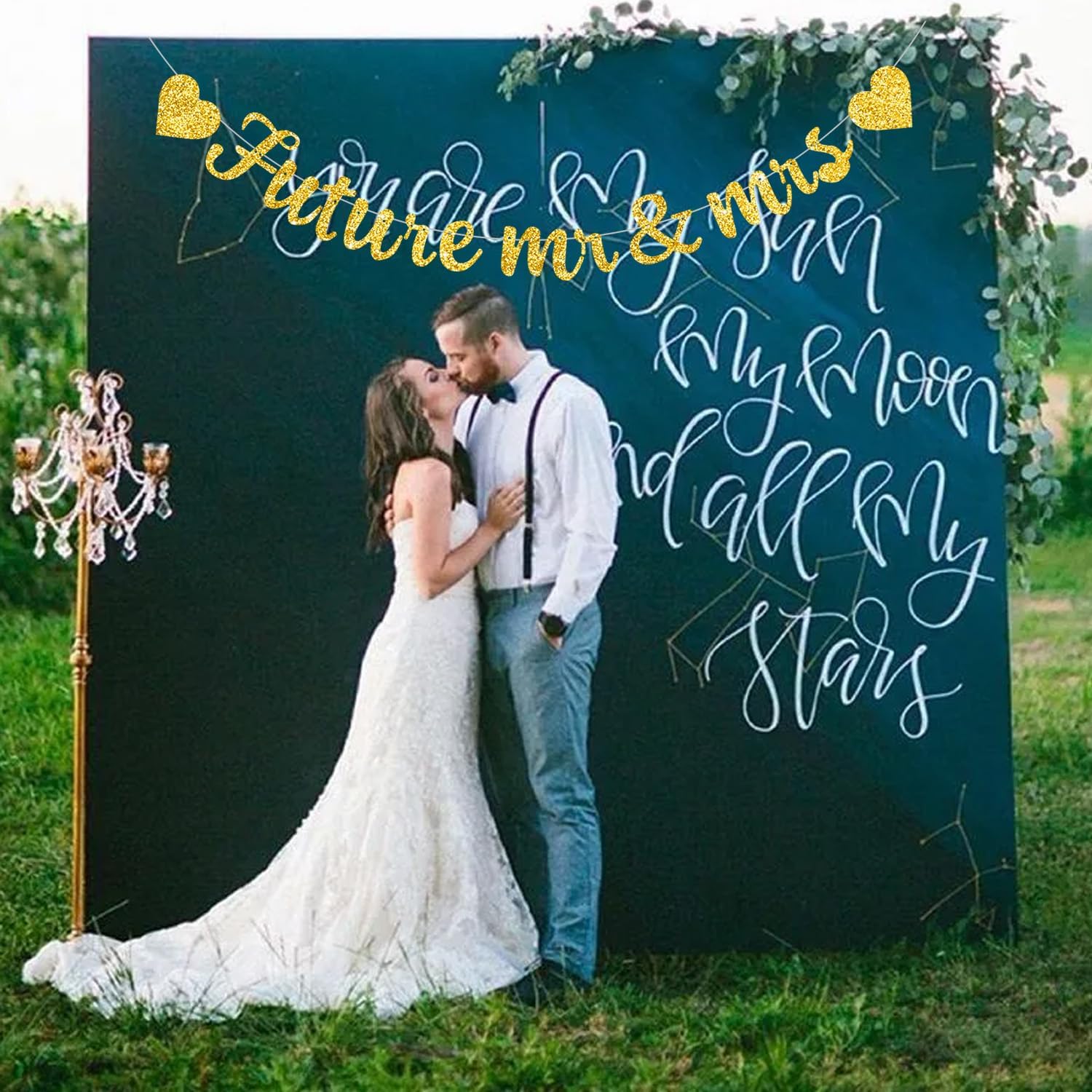 Glitter Gold Future Mr Mrs Decor Banner